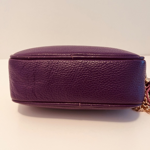 Borse In Pelle 🇮🇹 Violet Leather Chain Strap  Rectangle Tassel Crossbody Purse - Picture 7 of 10